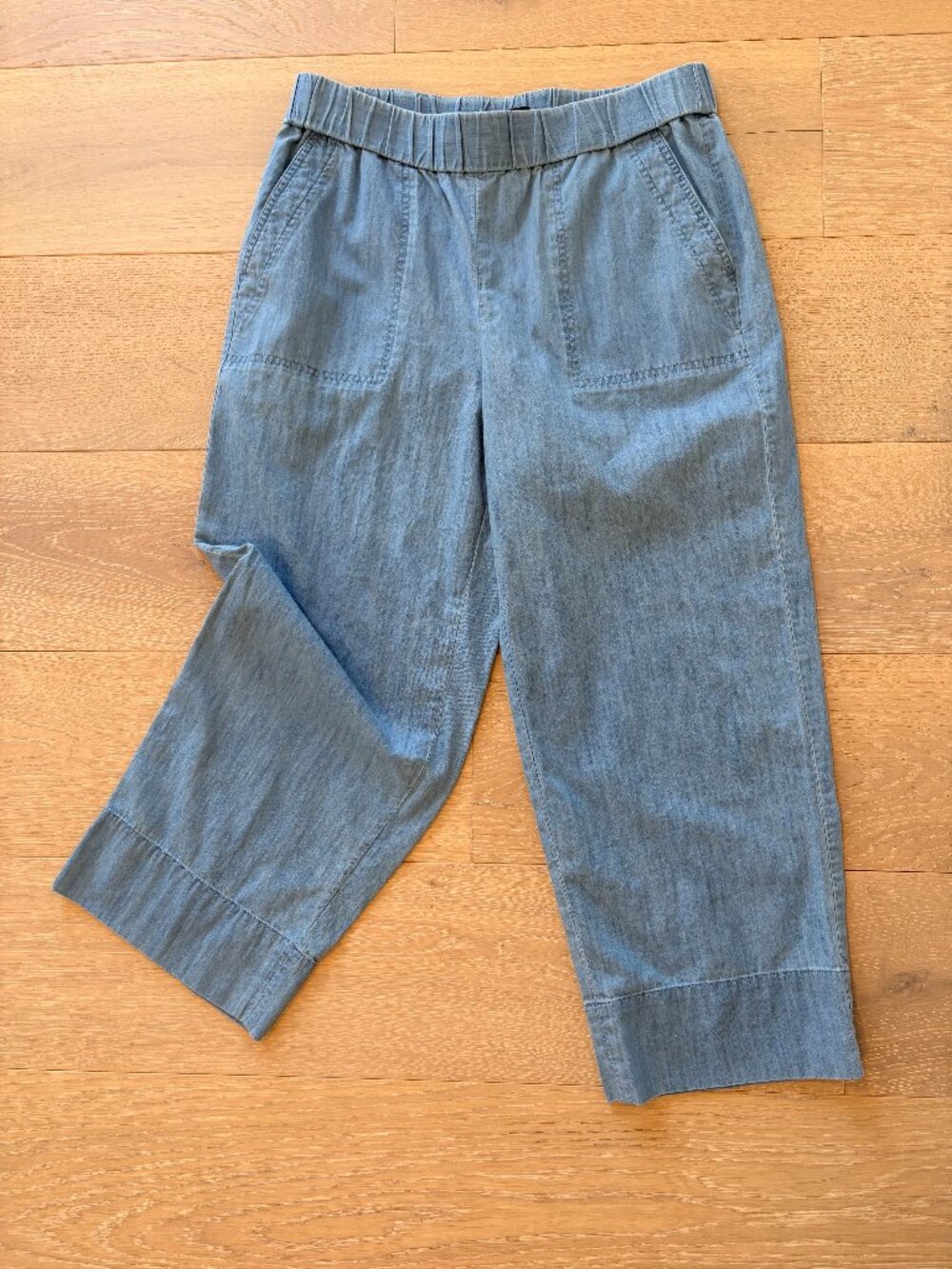 Talbots Chambray, pull-on, wide leg, cropped pants